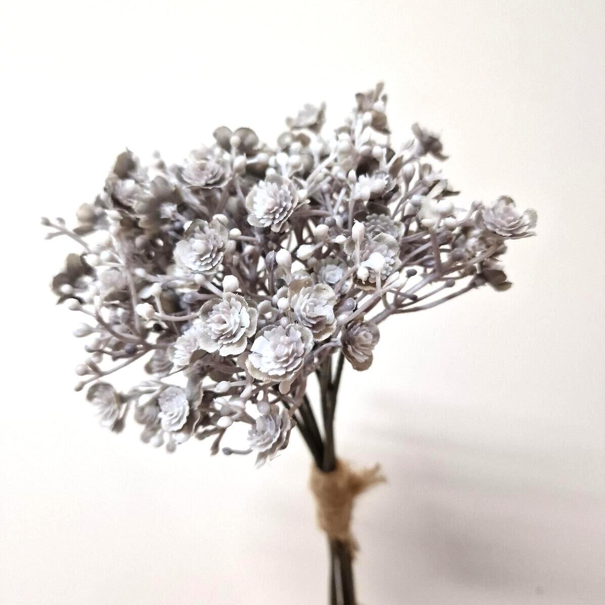 grey artificial gyp flower bundle