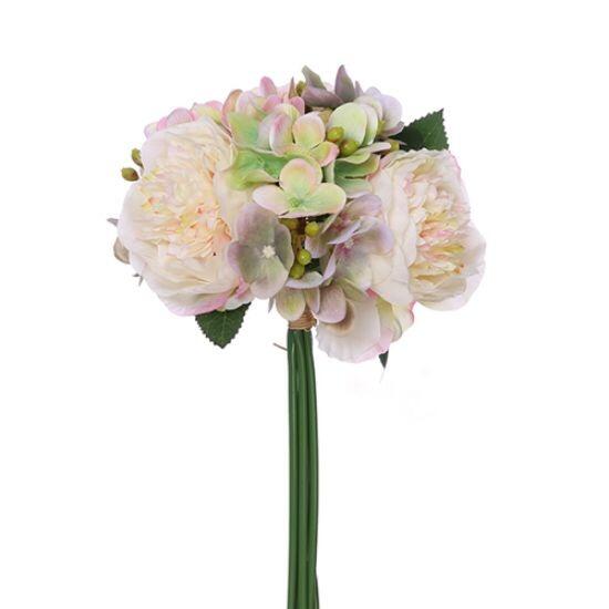 Artificial Flowers Mixed Peony Hydrangea and Berry Bundle cream pink