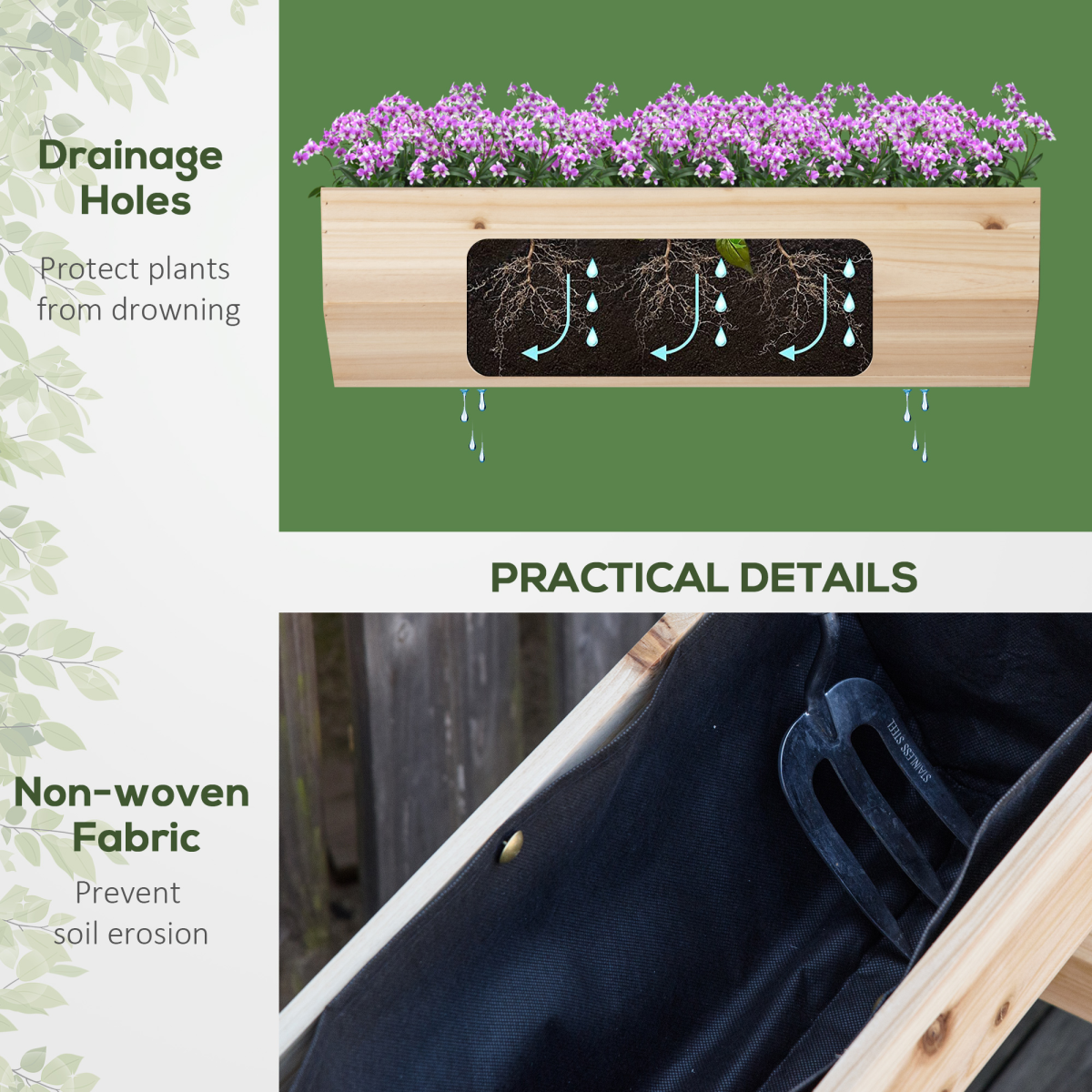 wood raised garden bed planter box with stand view 5