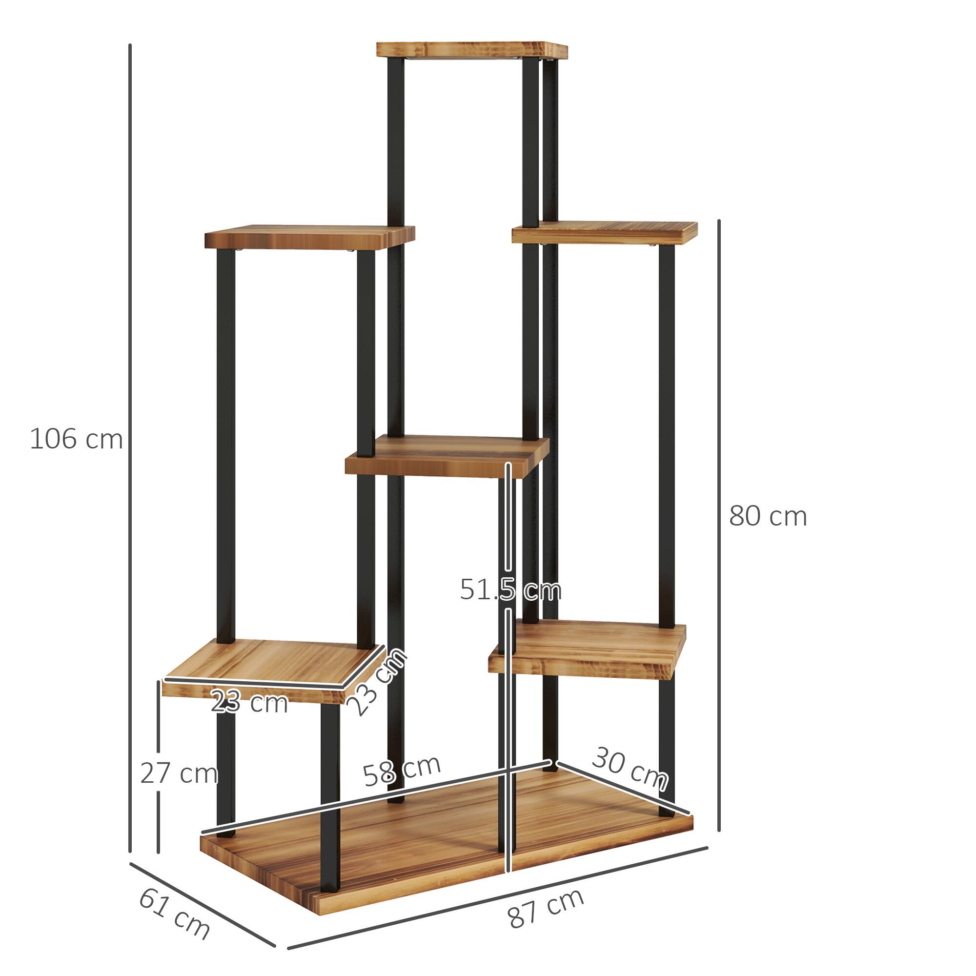 7 Tier Plant Stand Tall Steel Wood Plant Shelf