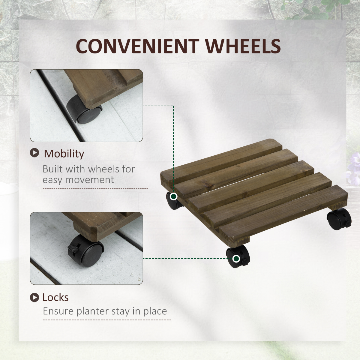 2 Pack Plant Stand with Wheels, Flowerpot Holder