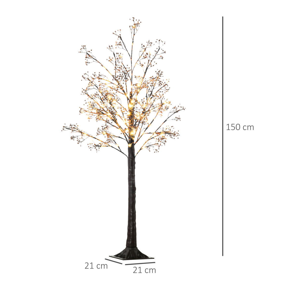 Warm white LED lights and baby breath flowers to decorate the artificial tree Pre-lit design saves your time in arranging the light LED lights consume little energy and are cool to touch The bendable branches allow for DIY tree shape Suitable for indoor and covered outdoor, including home, parties, patio, etc.