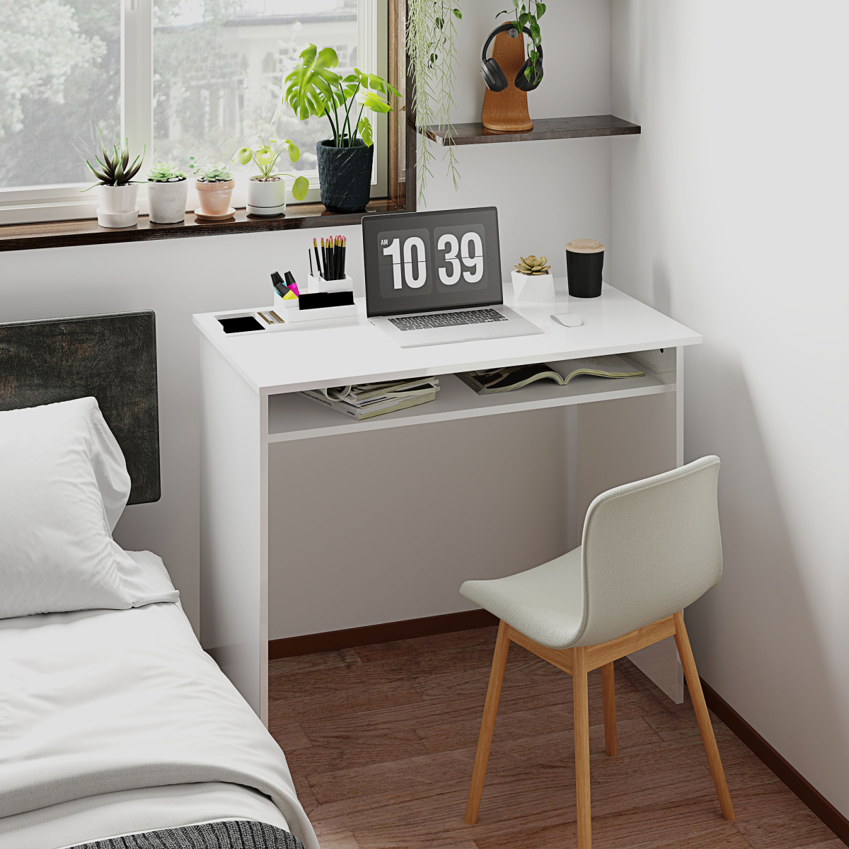 Computer Desk Workstation - High Gloss White