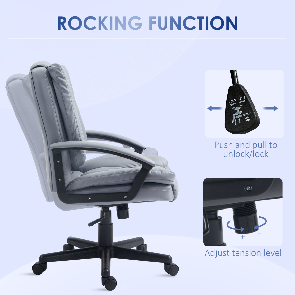 Faux Leather Home Office Chair Light Grey