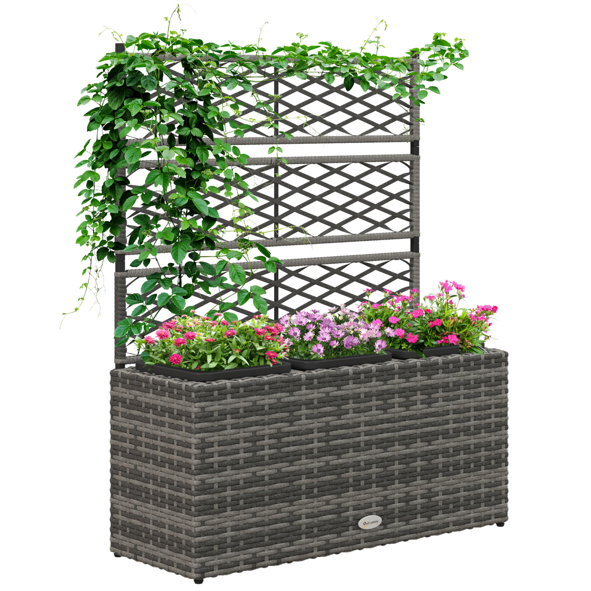 Garden Rattan Planter Box Trellis Flower Raised Bed