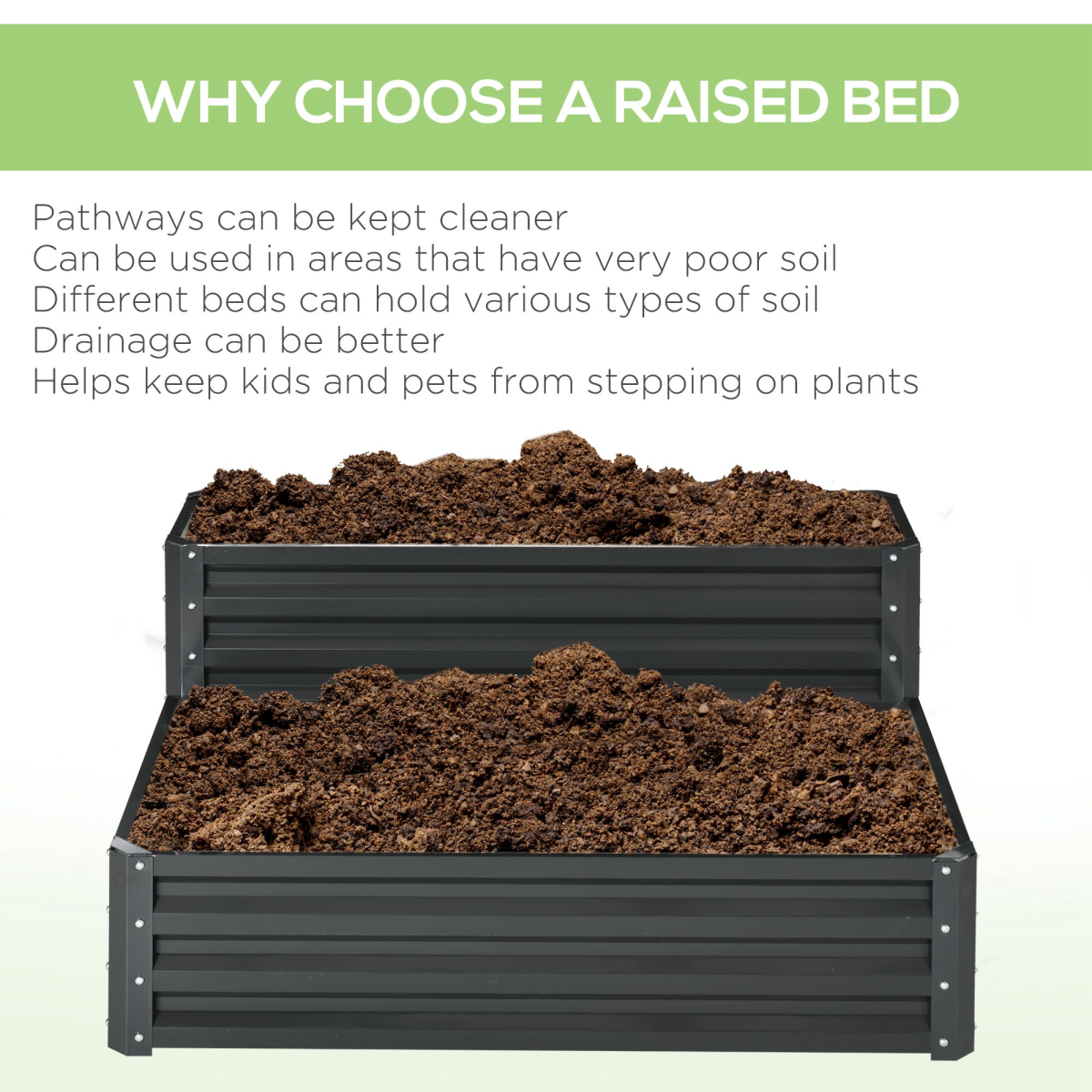 Galvanised Raised Garden Bed Planter Box Dark Grey