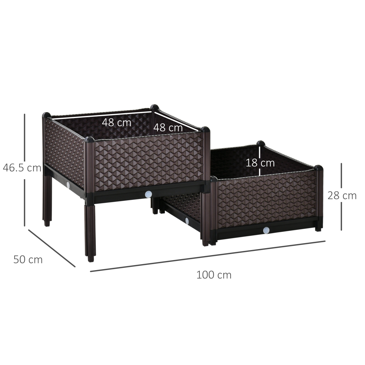 2-Piece Raised Garden Bed Planter Box for Flowers