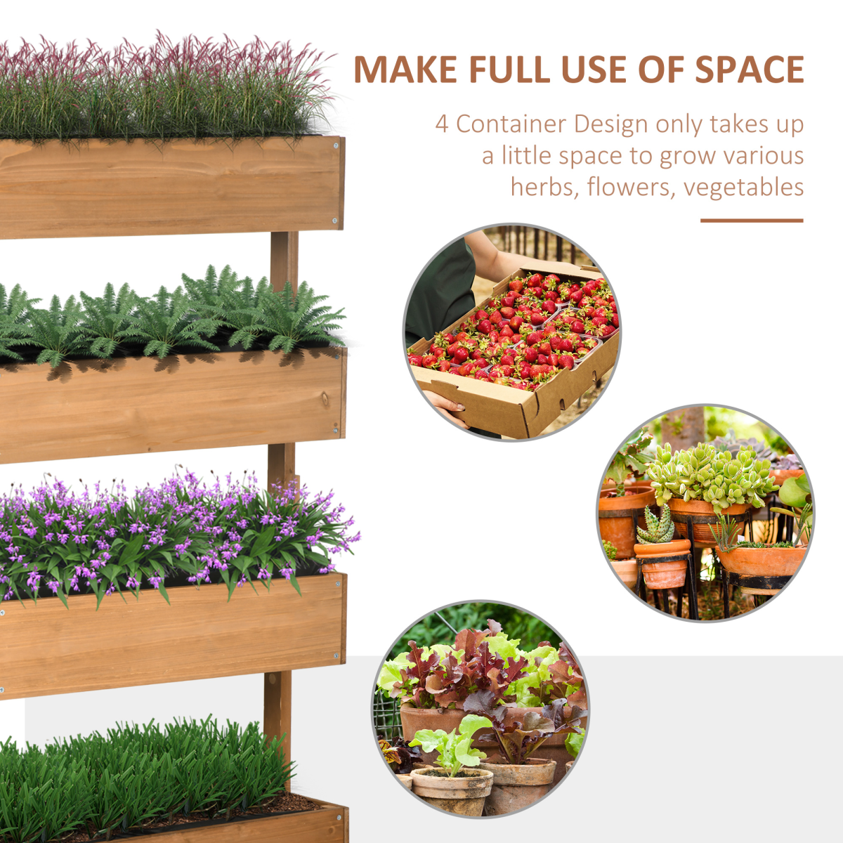Raised Garden Bed Wooden Plant Stand Orange