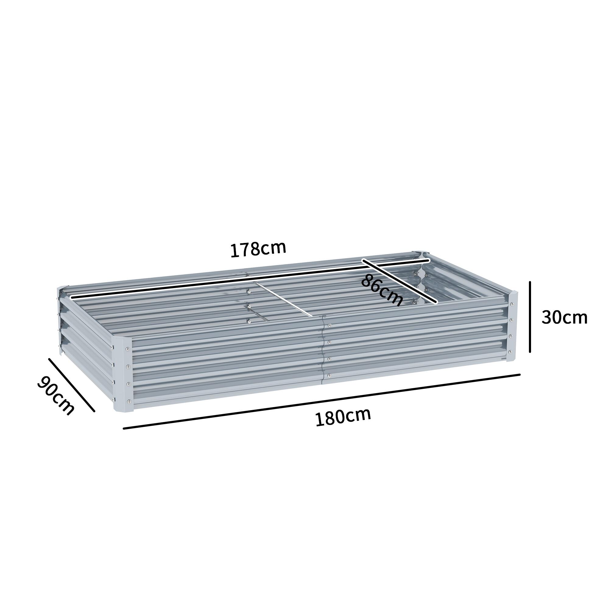 Galvanised Raised Garden Raised Bed, Silver