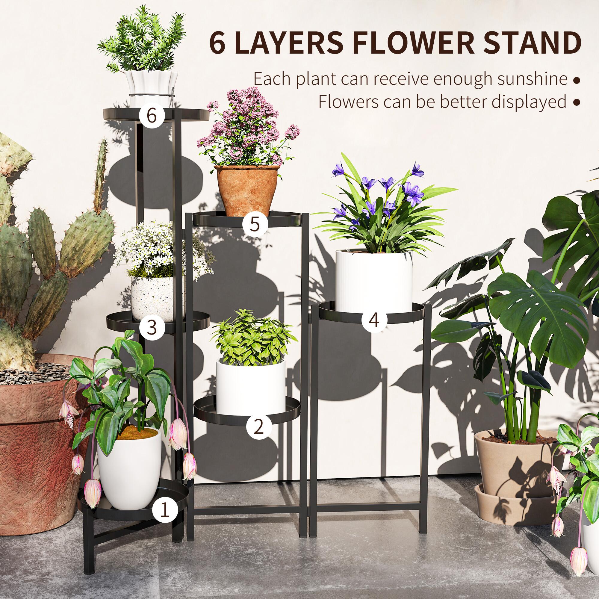 3 Tier Foldable Corner Plant Stand, Black