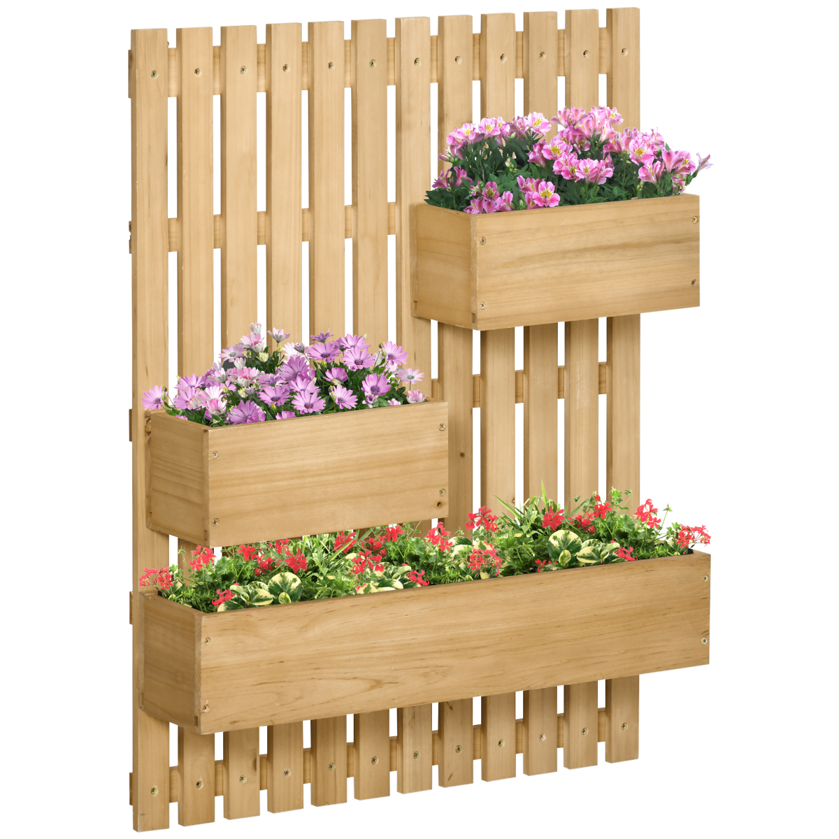 Wooden Garden Planters with Trellis Raised Bed