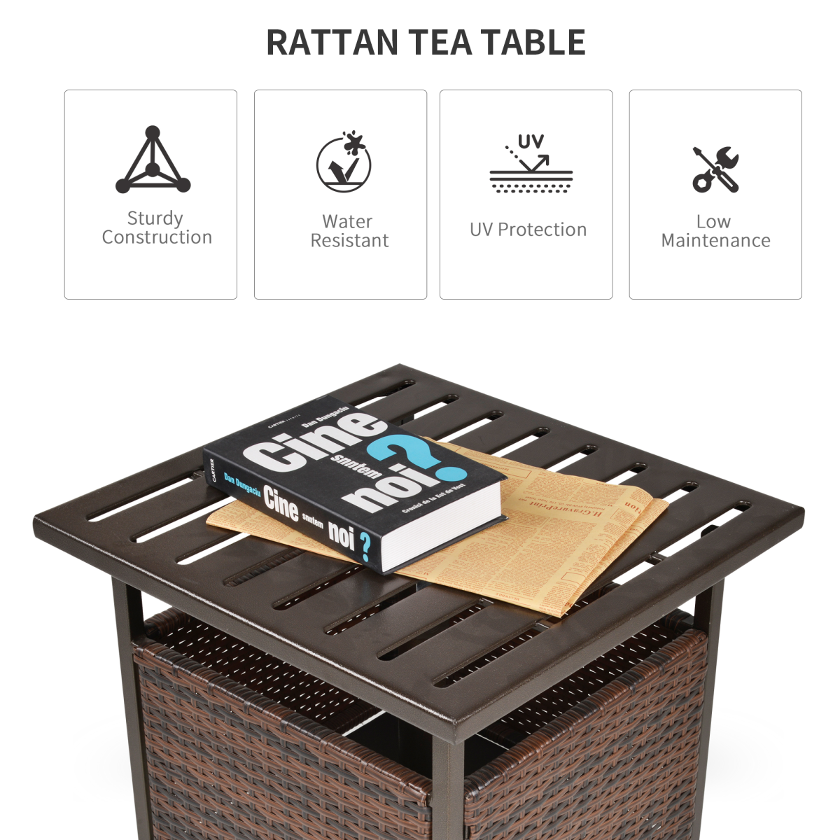 Rattan Coffee Table for Garden Backyard