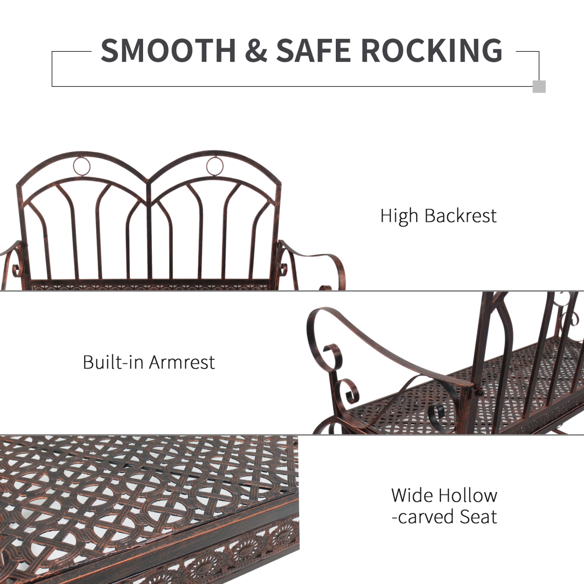 Rocking Chair Swing Bench - Metal Bronze Garden