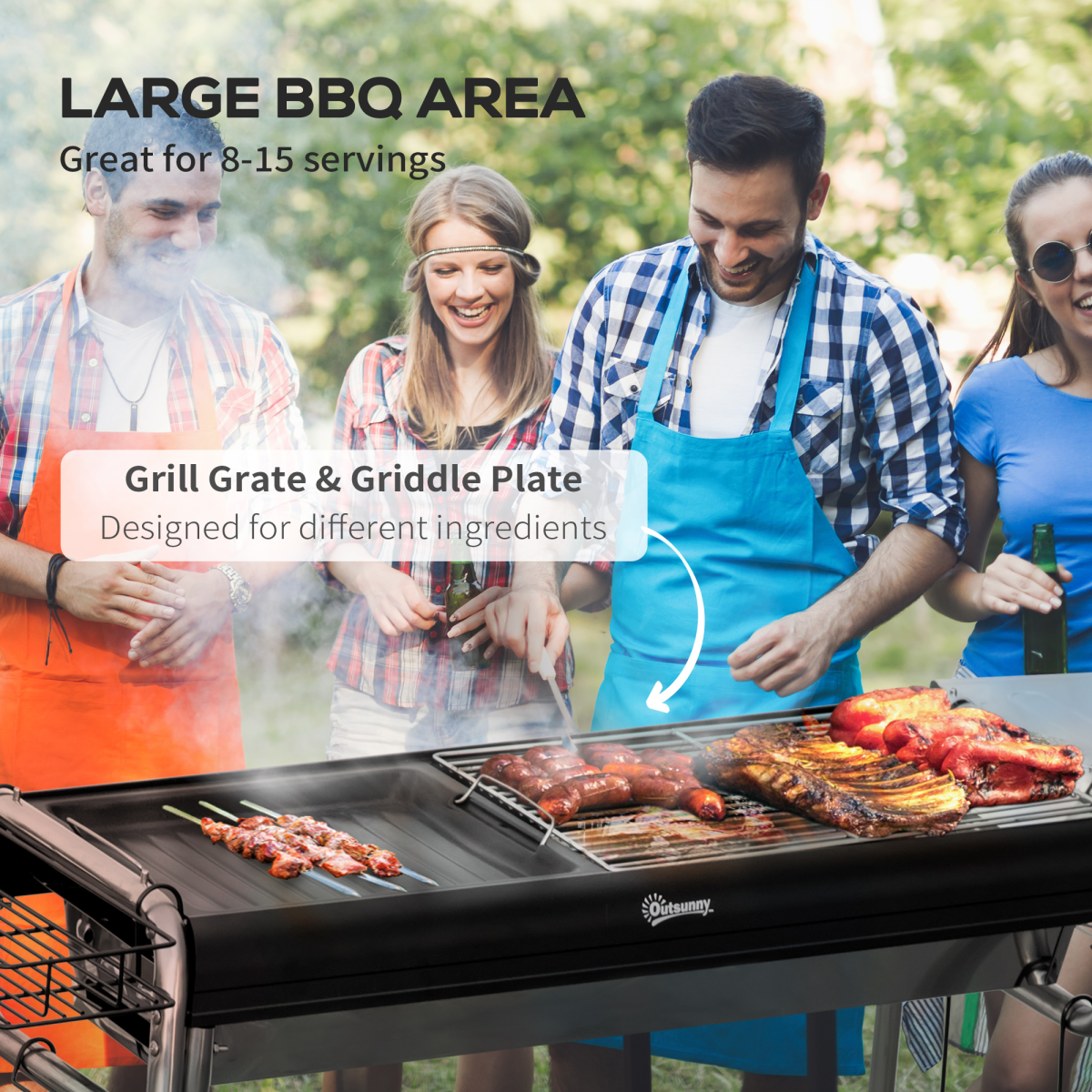 Charcoal BBQ Grill with Griddle Plate