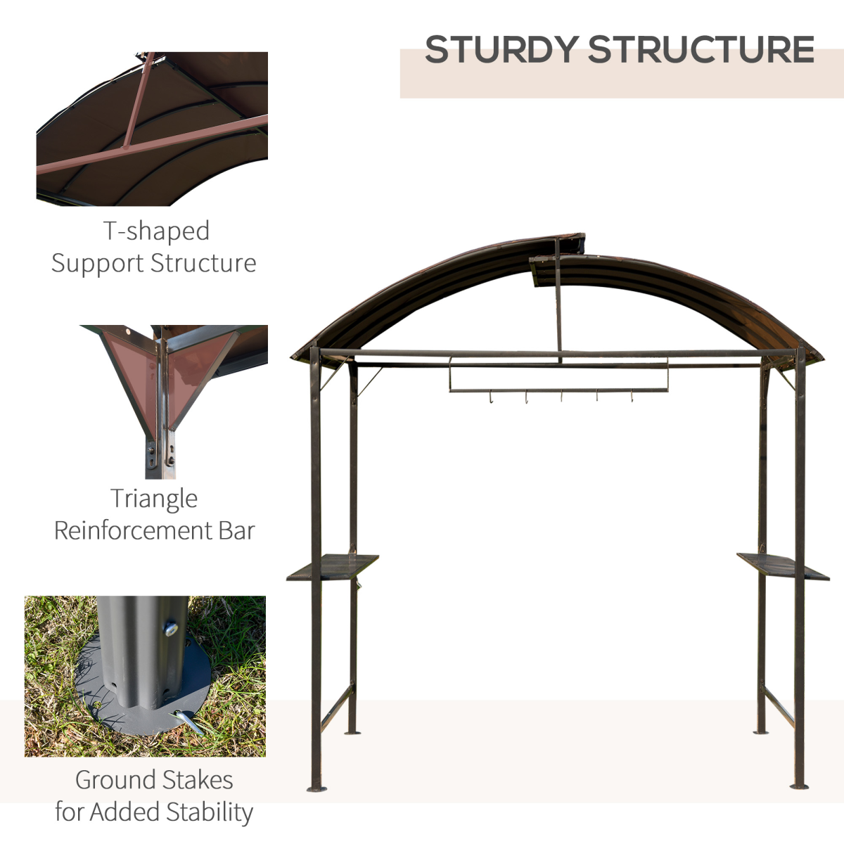 BBQ Awning Shelter Garden Patio Black