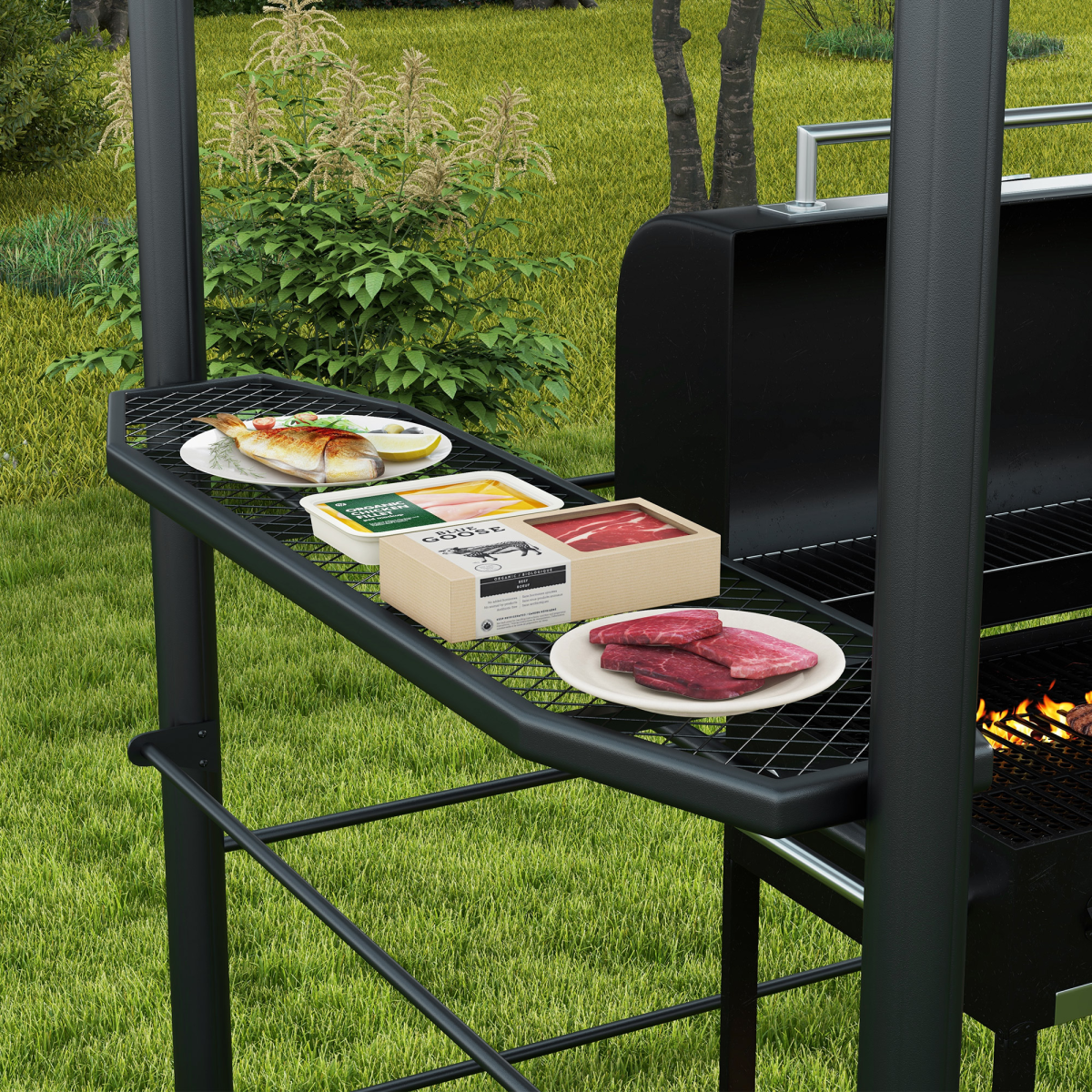 BBQ Patio Canopy Gazebo with Polycarbonate Roof 2 Shelves