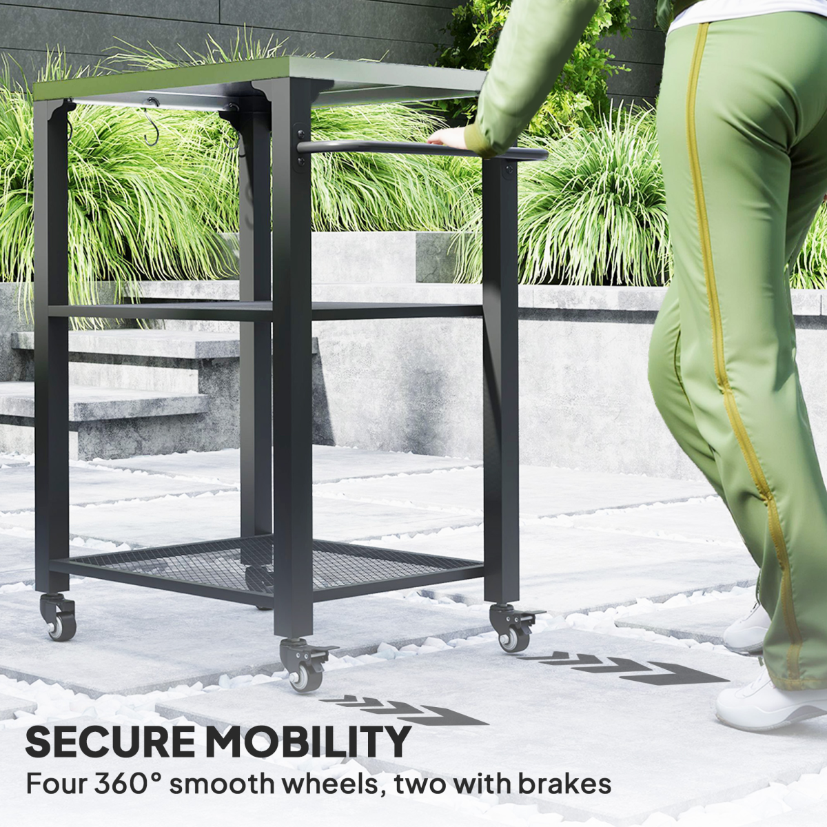 3-Shelf Outdoor Grill Cart, Outdoor Stainless Steel Top