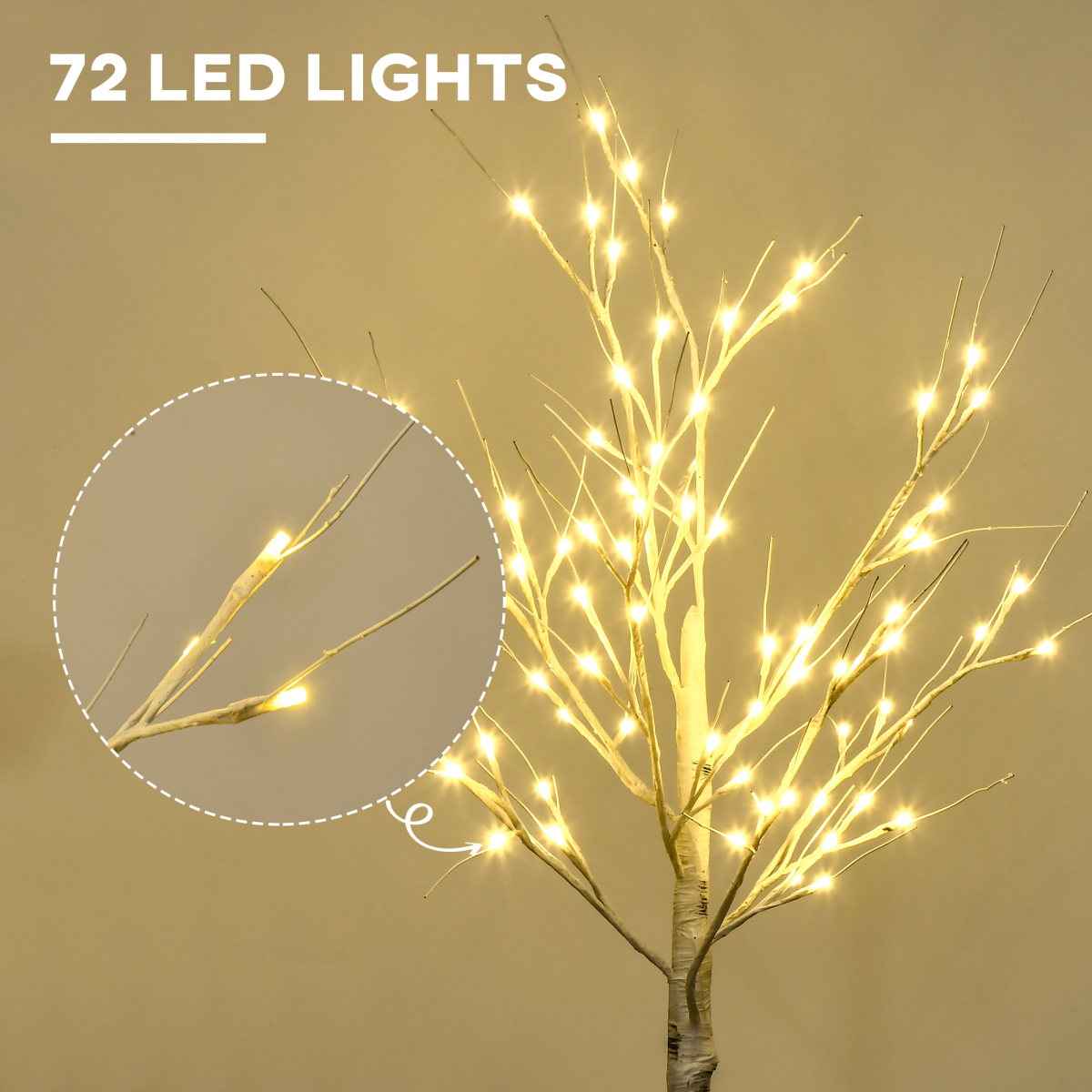4ft Artificial White Birch Tree - Warm White Pre-Lit LED Light
