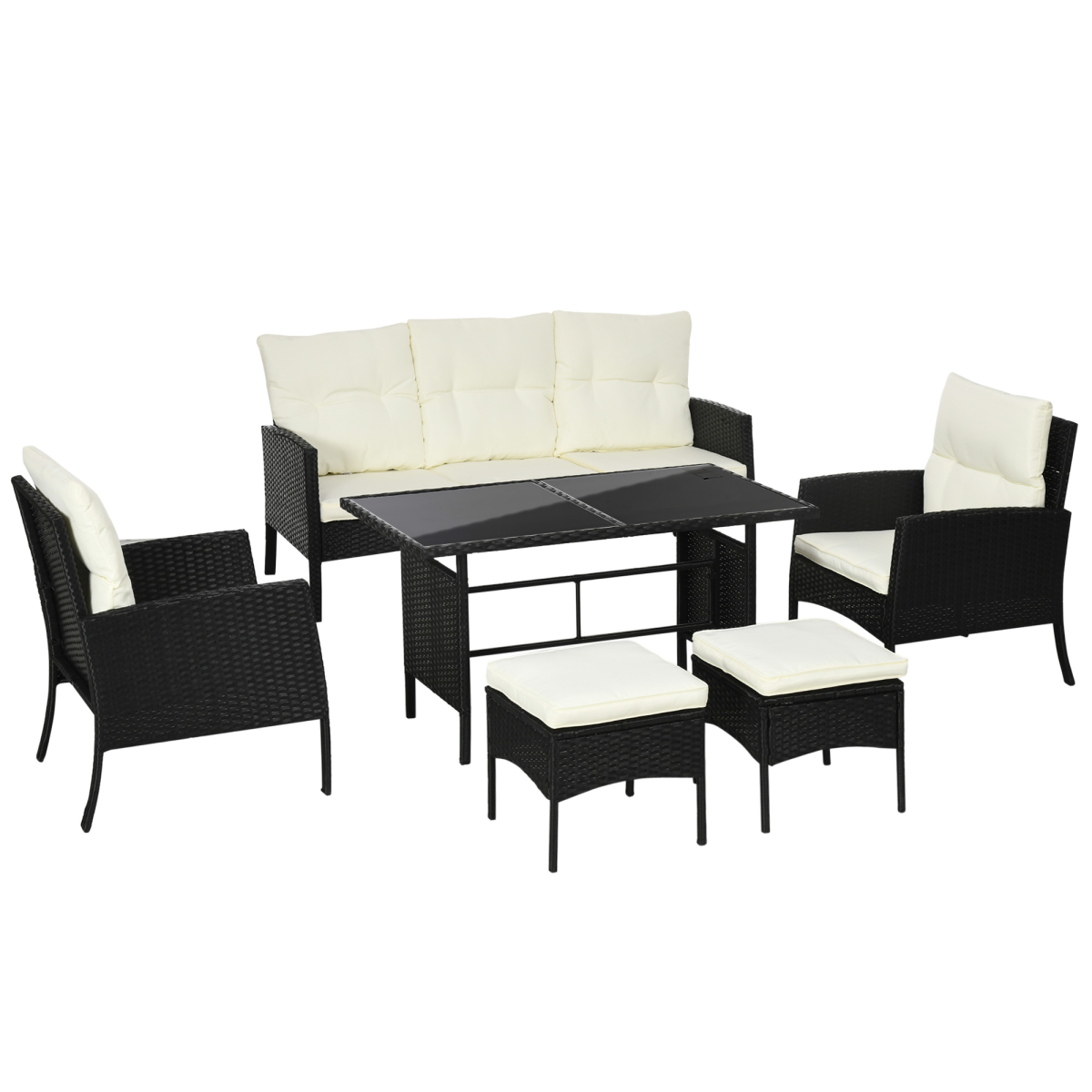 outsunny rattan garden furniture sofa set, 2 armchairs