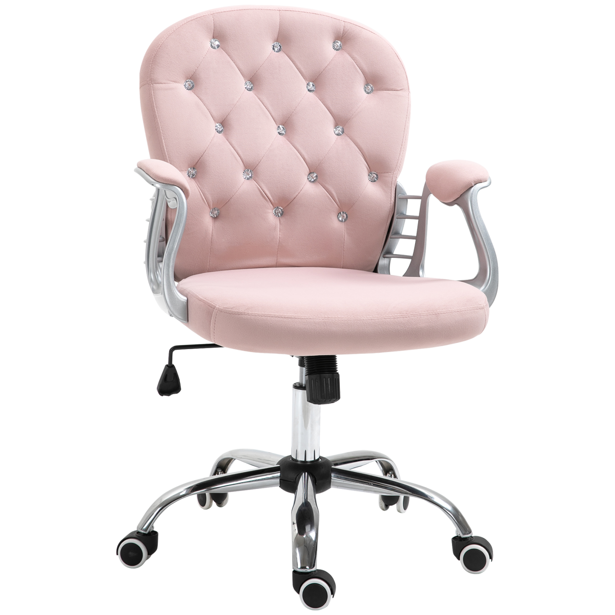 office chair luxury velour diamond tufted padded ergonomic view 1