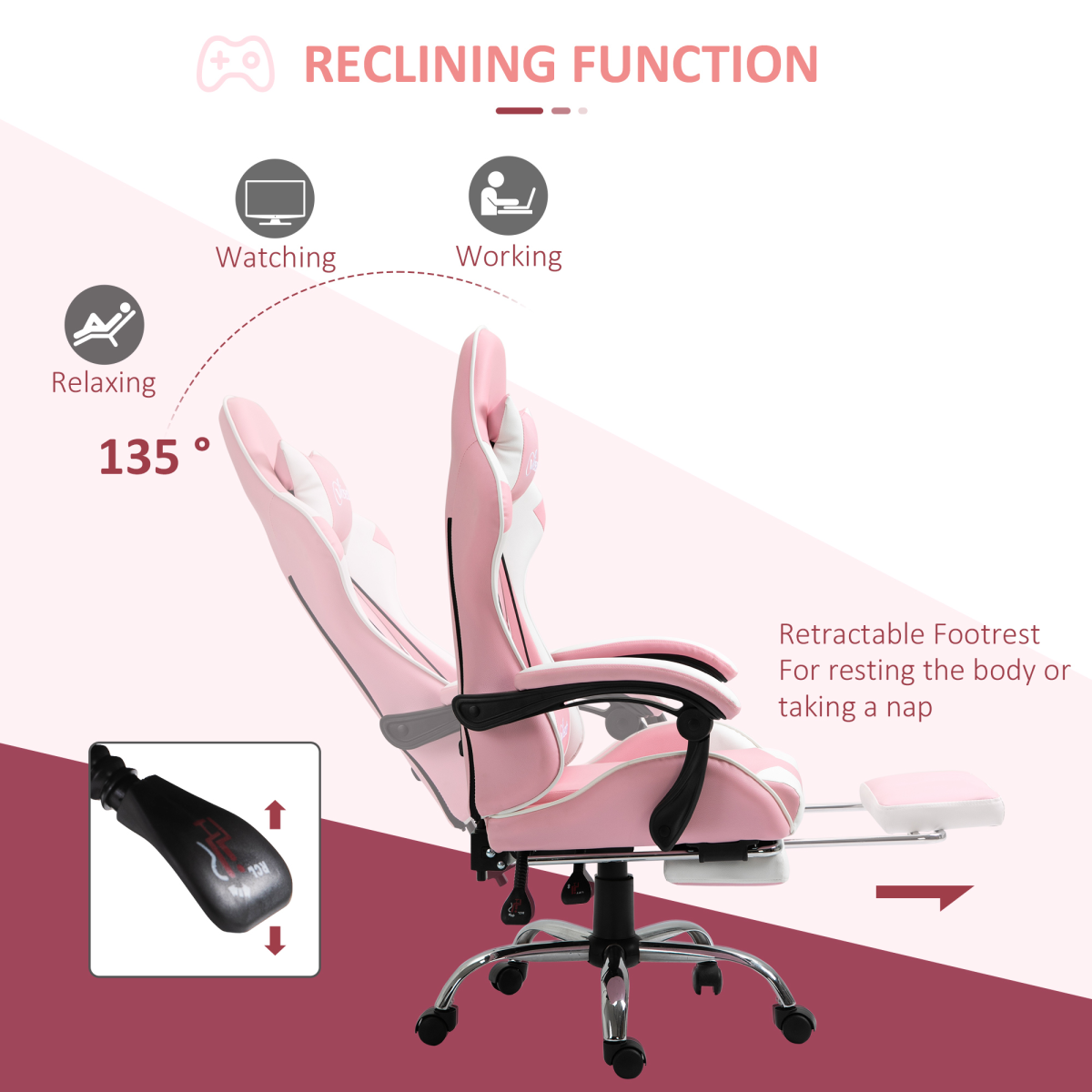 racing gaming chair w lumbar support home office view 5