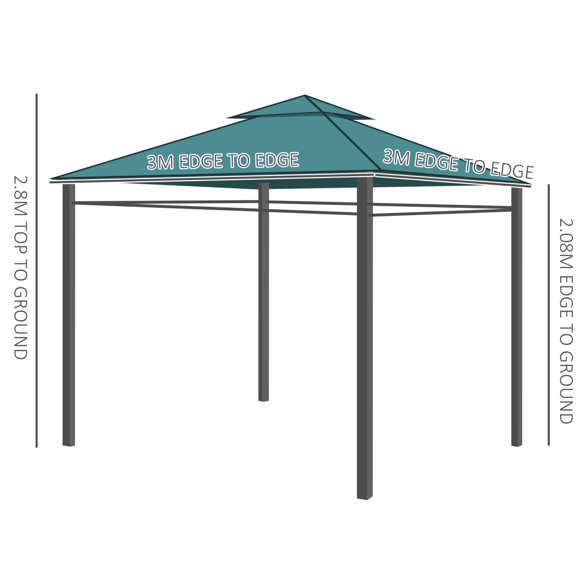 outsunny 3 x 3m metal garden gazebo marquee