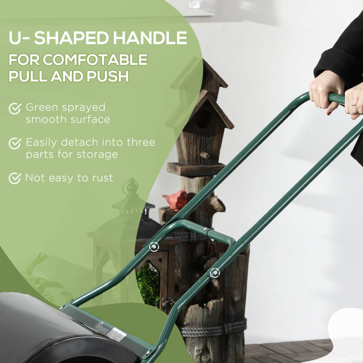 60l steel garden roller push pull w/ fillable