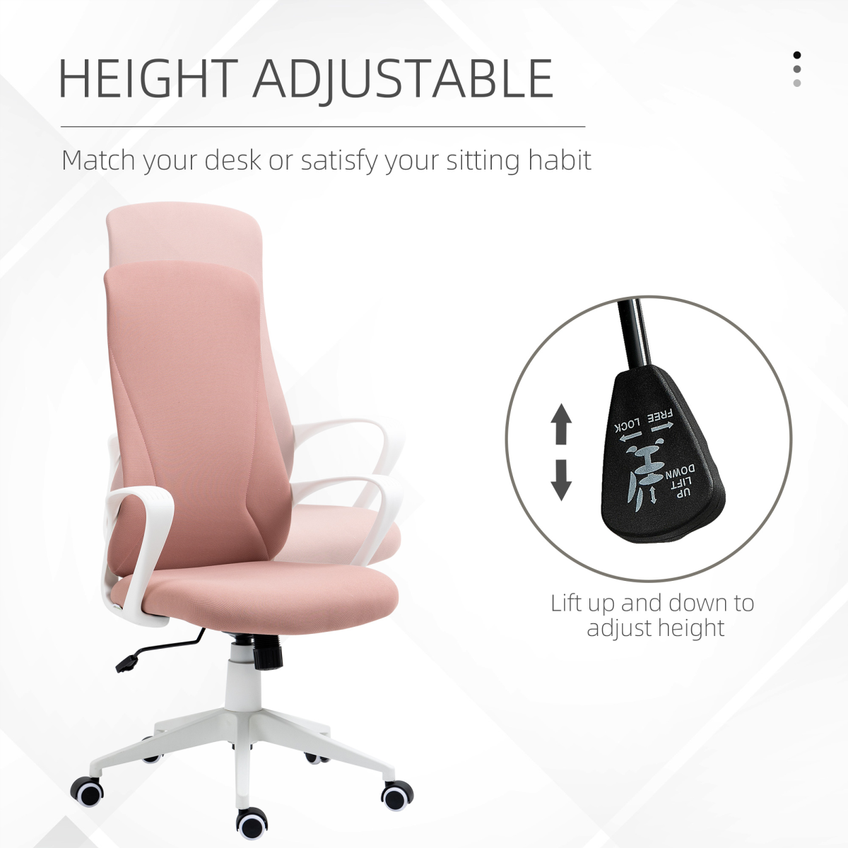 vinsetto highback home office chair height adjustable elastic view 4