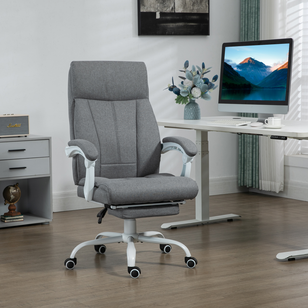 vinsetto fabric office chair for home with arm view 2