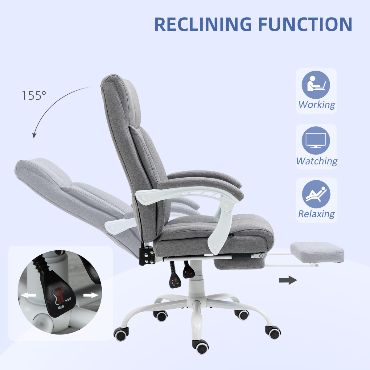 vinsetto fabric office chair for home with arm view 6