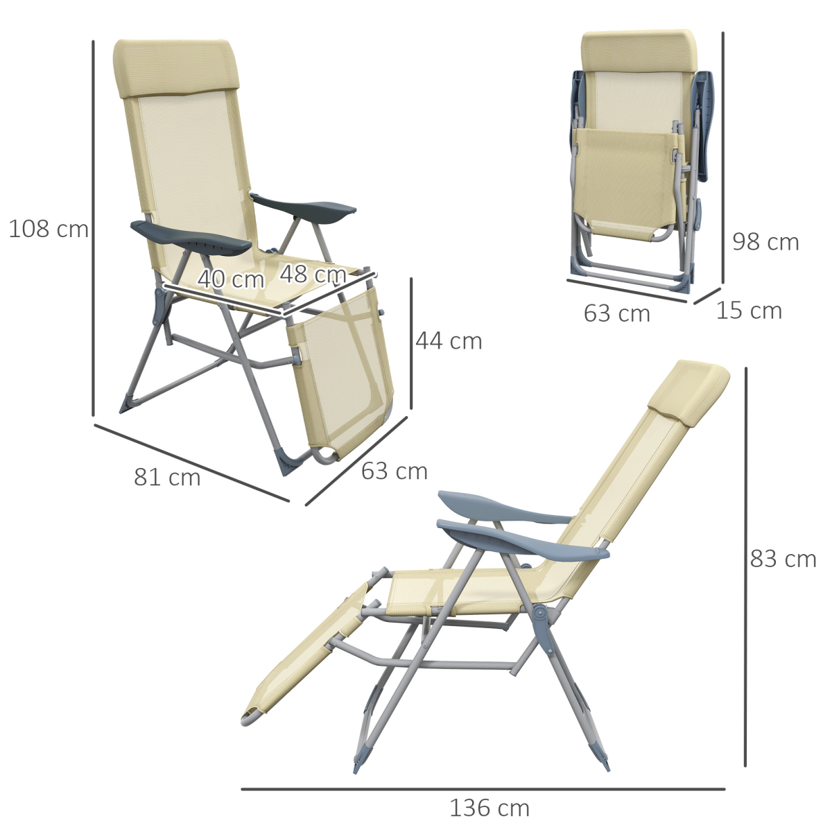 outsunny reclining garden chairs set of 2 with