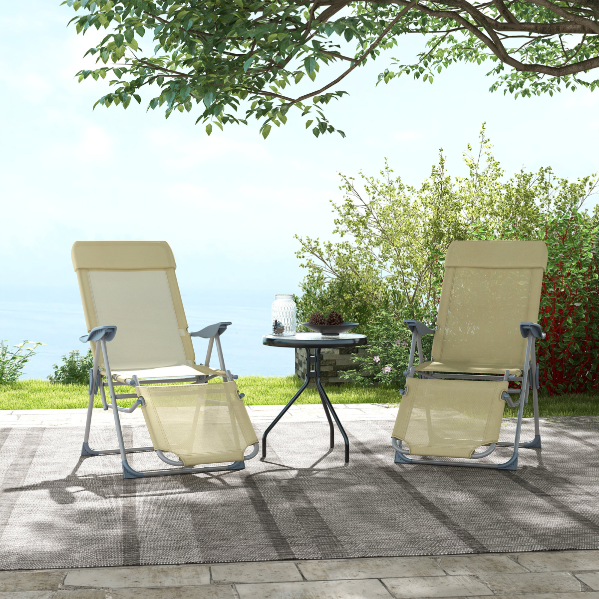 outsunny reclining garden chairs set of 2 with
