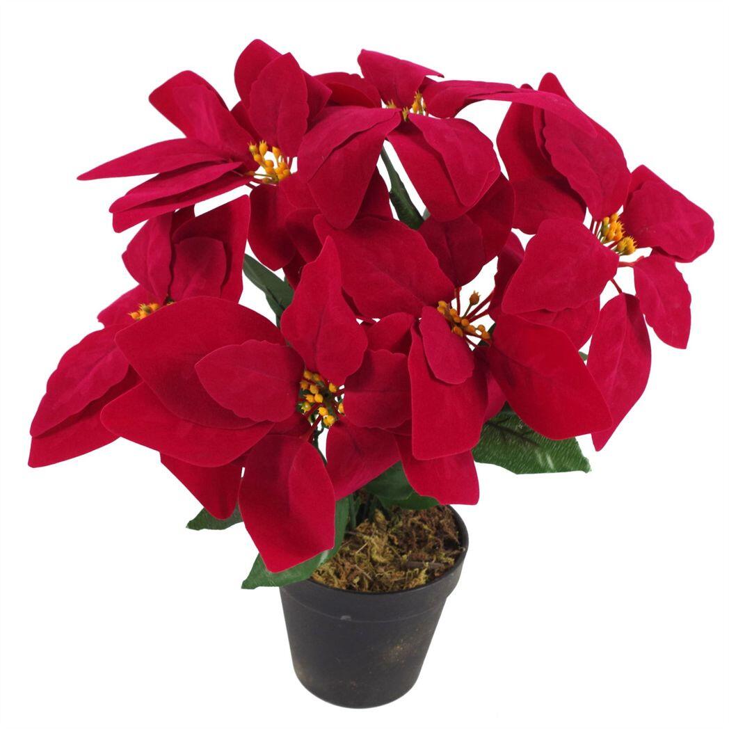 artificial christmas xmas red poinsettia 40cm copper hammered view 3