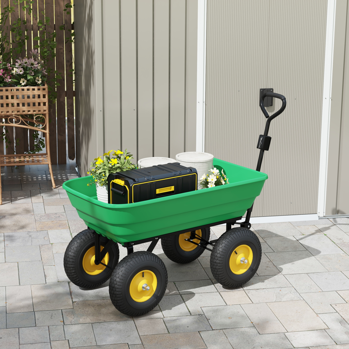 125l garden cart heavy duty 4 wheel trolley view 9