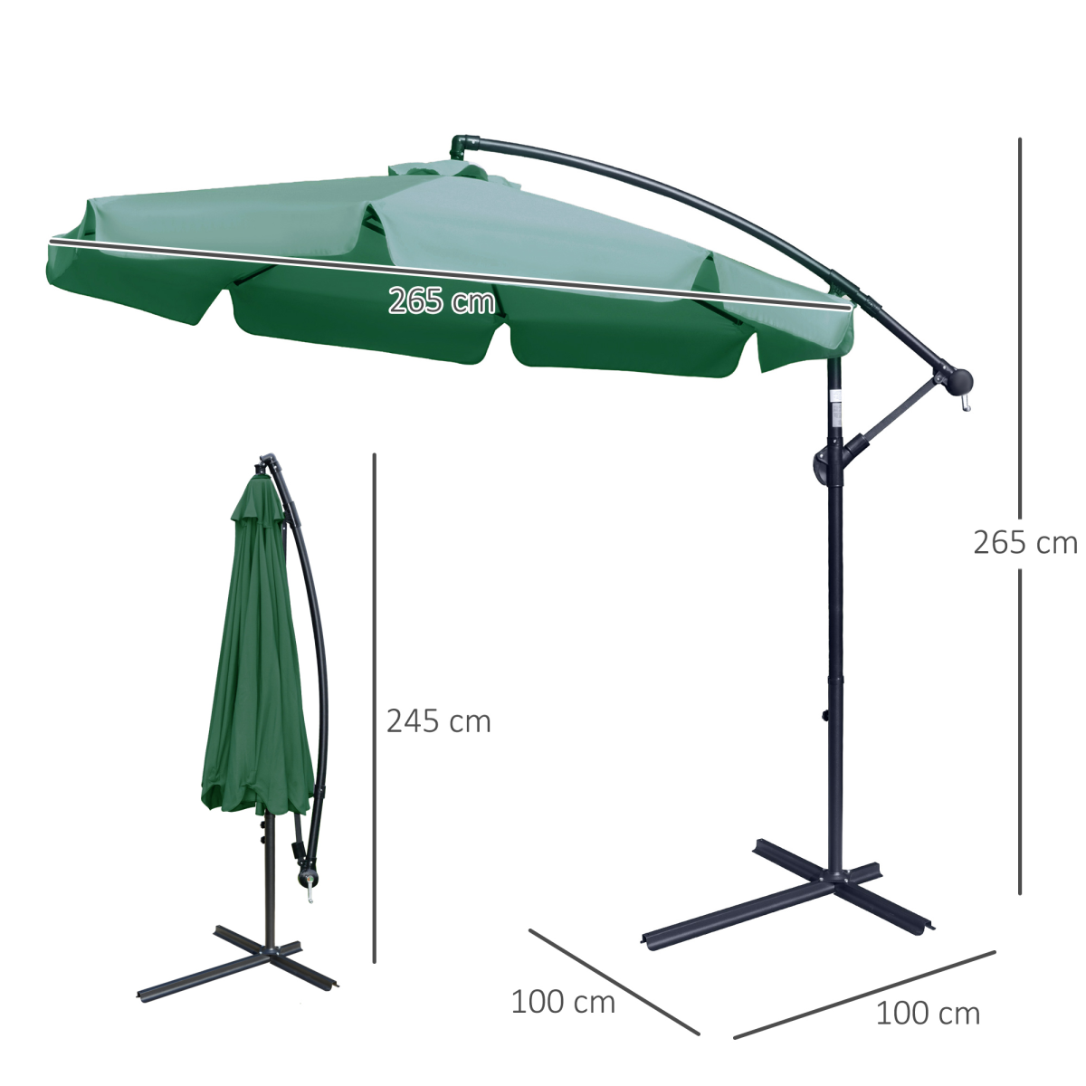 27m garden banana parasol cantilever umbrella with crank view 3