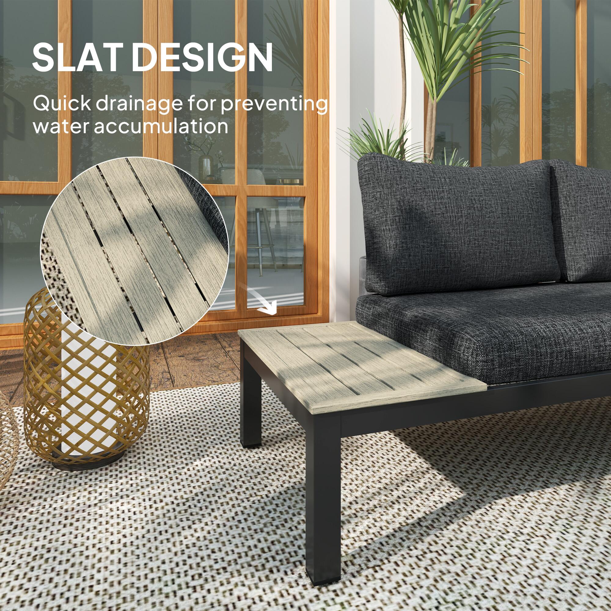 outsunny 3pcs garden sectional sofa side table furniture view 6