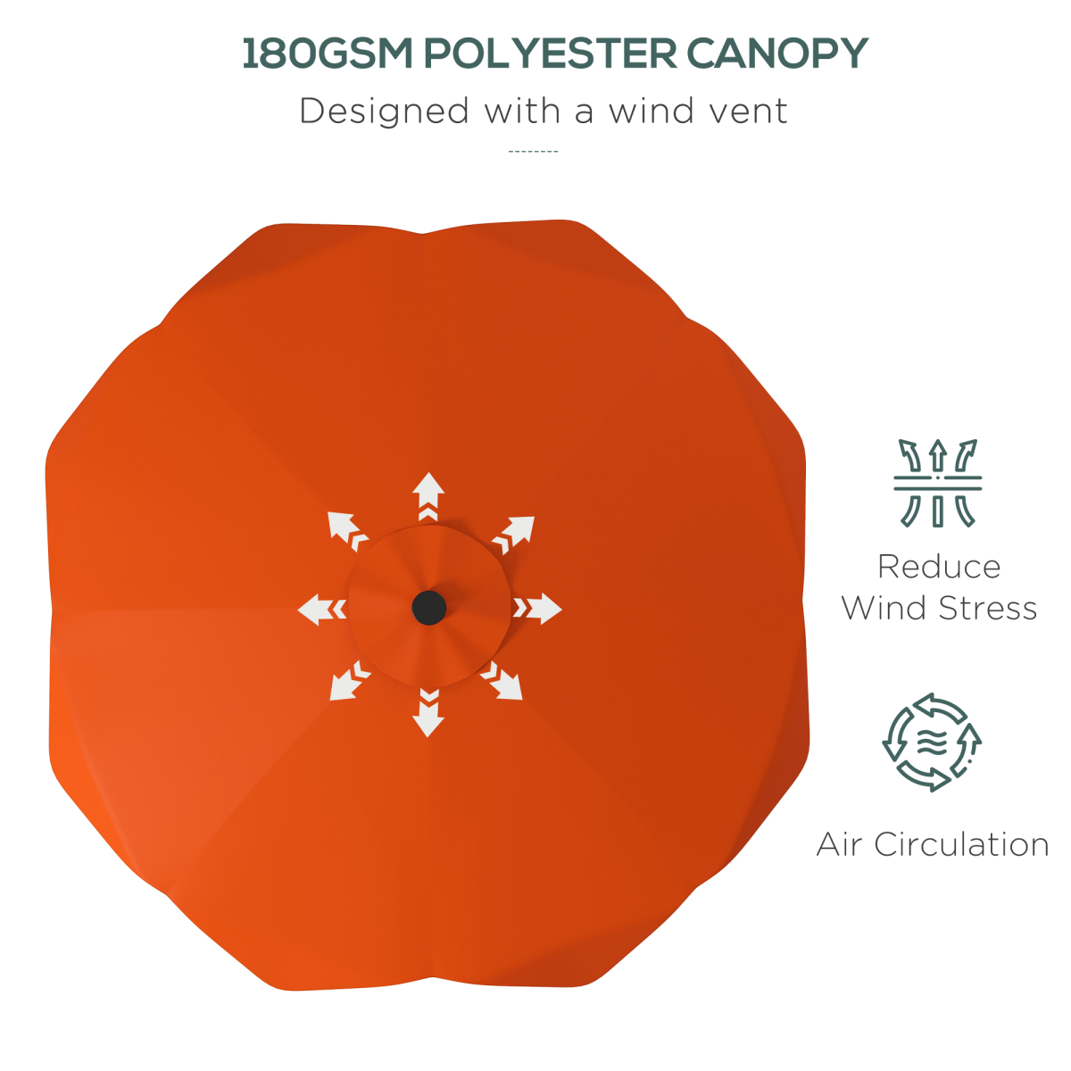 outsunny garden parasol umbrella with led lights and view 6