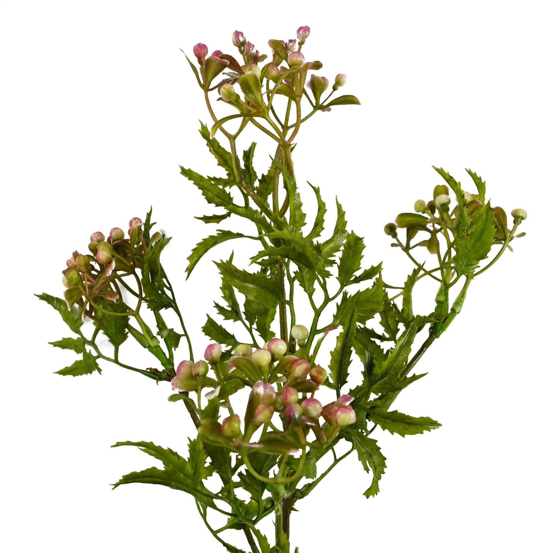 image of 55cm artificial foliage stem with pink berries
