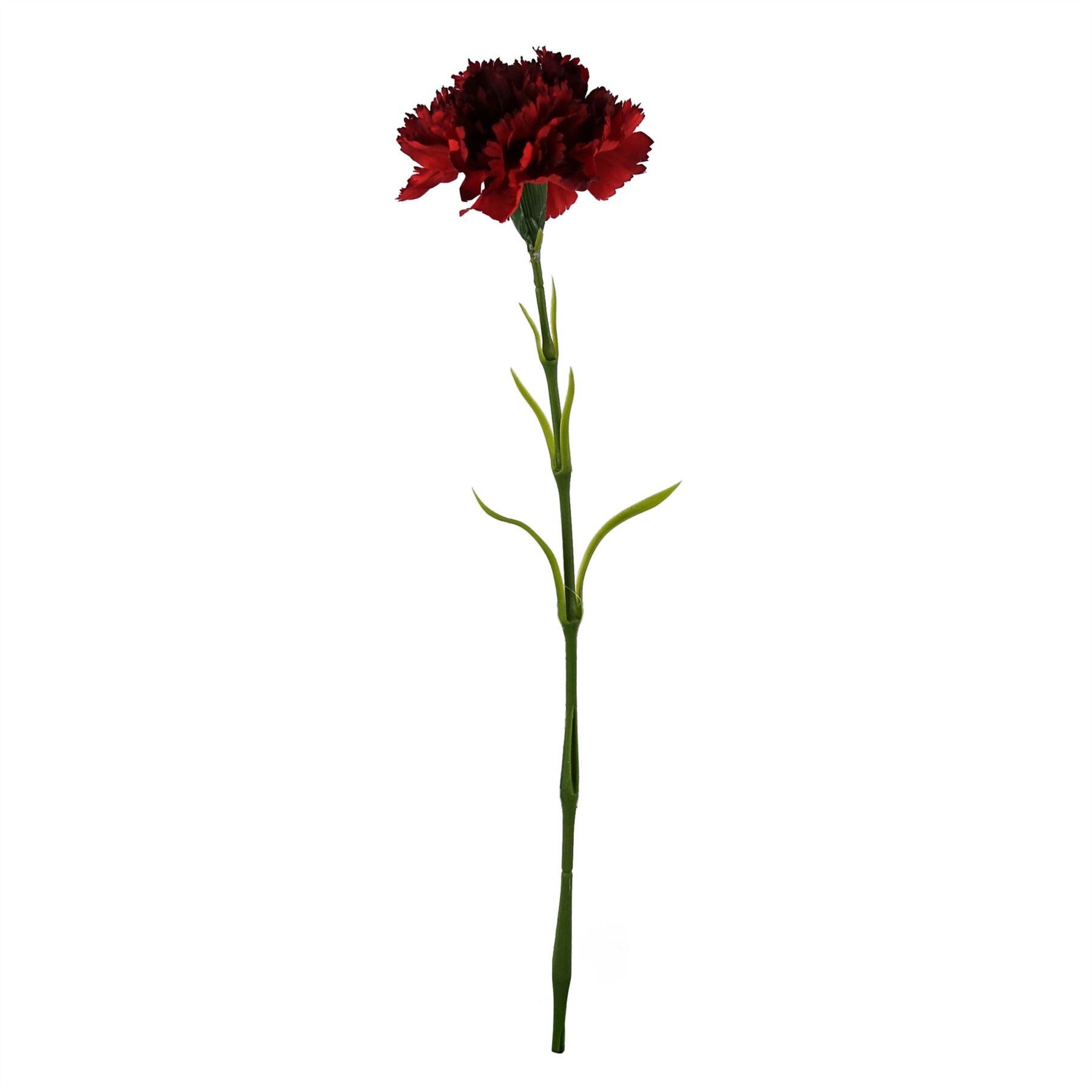 image of 12 x red carnation artificial flowers view 3