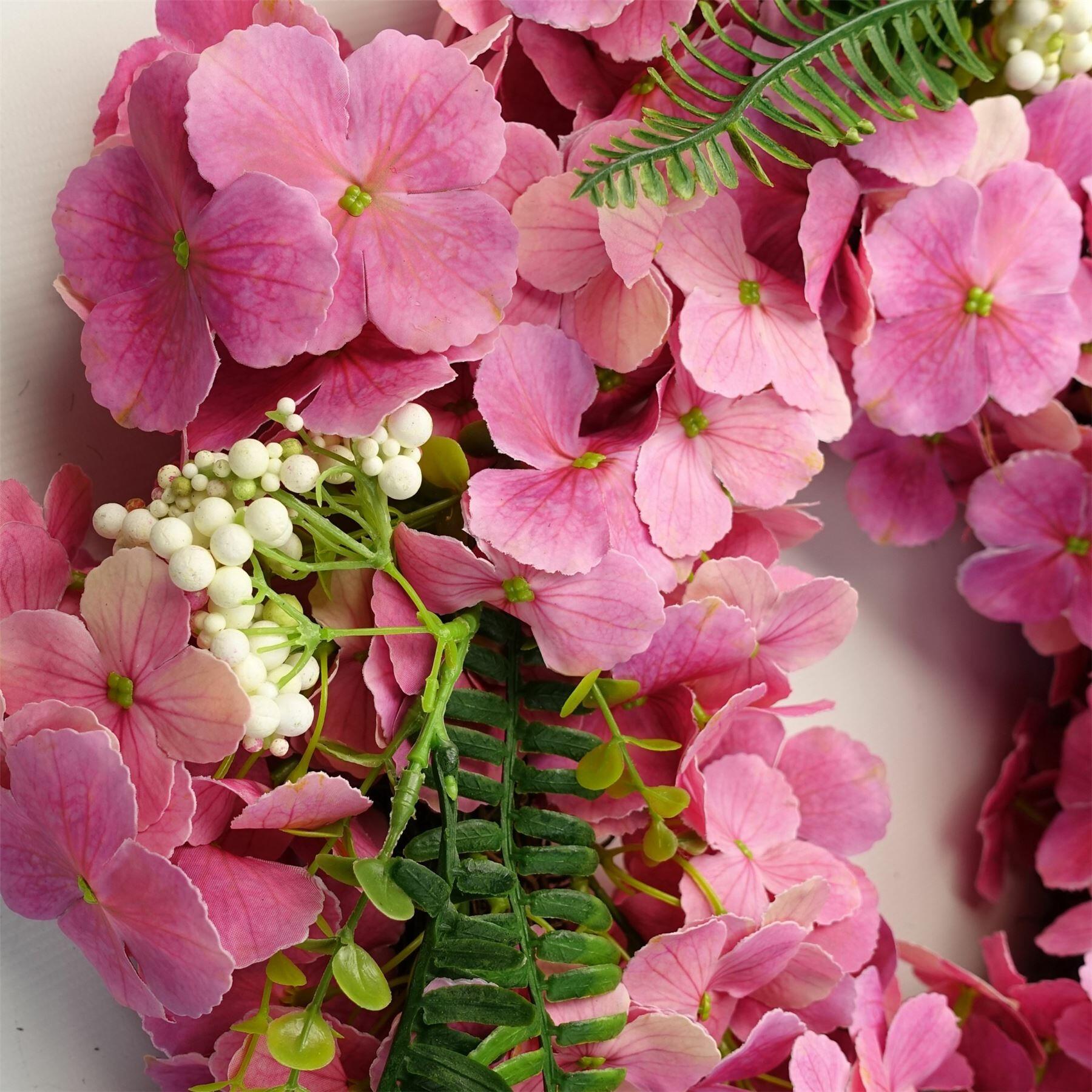 image of 40cm artificial pink floral blossom wreath view 33