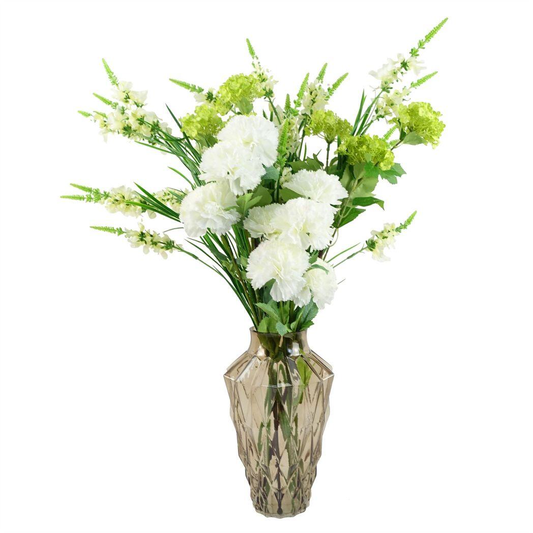 image of pack of 6 x 70cm white artificial carnation stem  24 flowers view 3