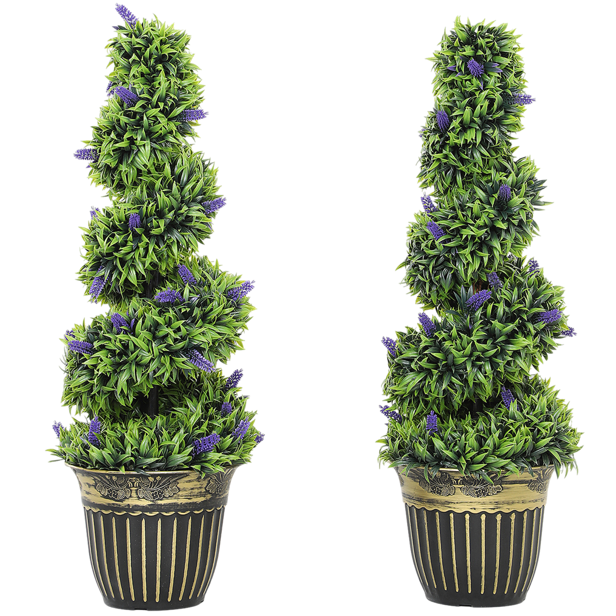 image of set of 2 decorative artificial plants with lavender and pot, 90cm