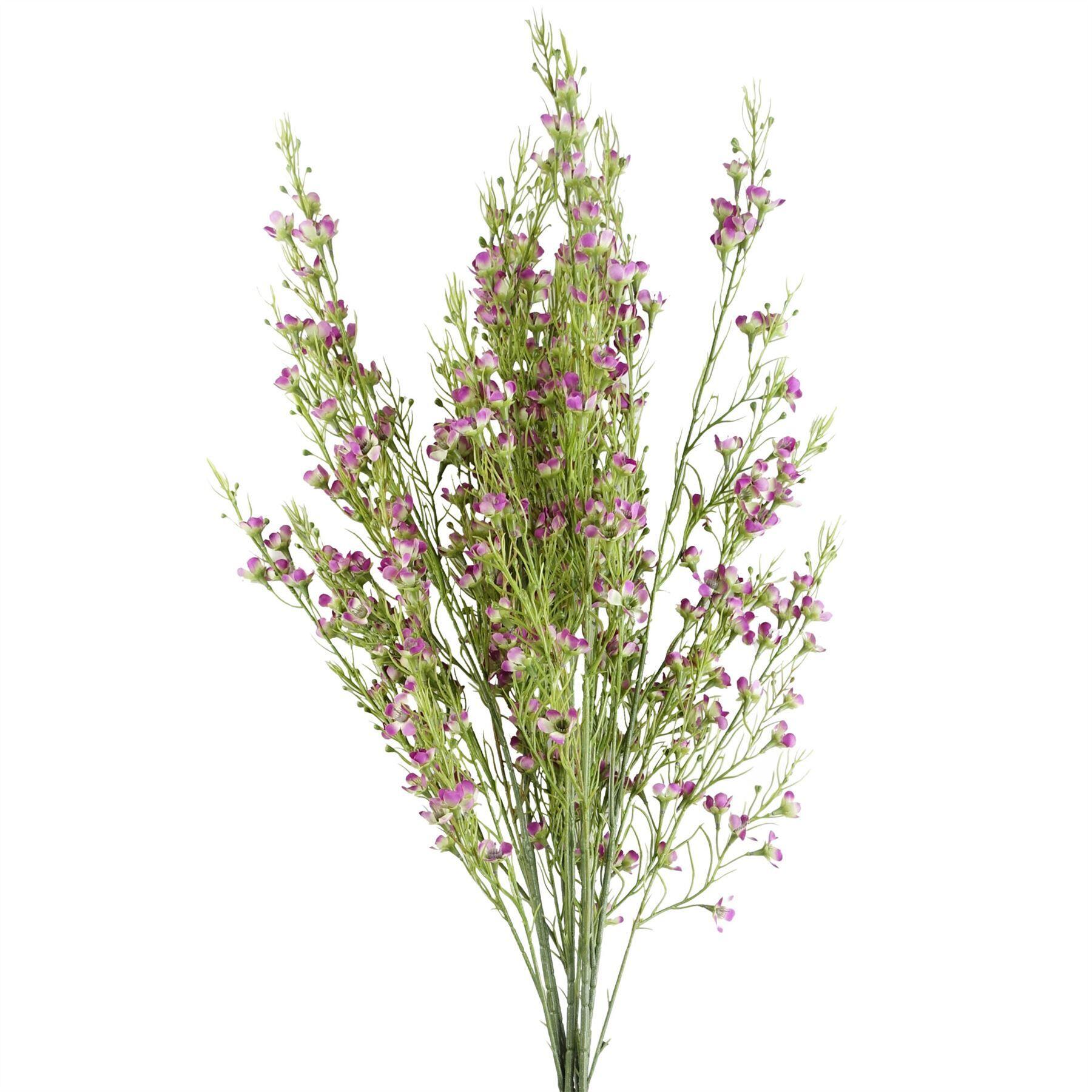 image of pack of 6 x 100cm artificial foliage stem with small flowers  purple