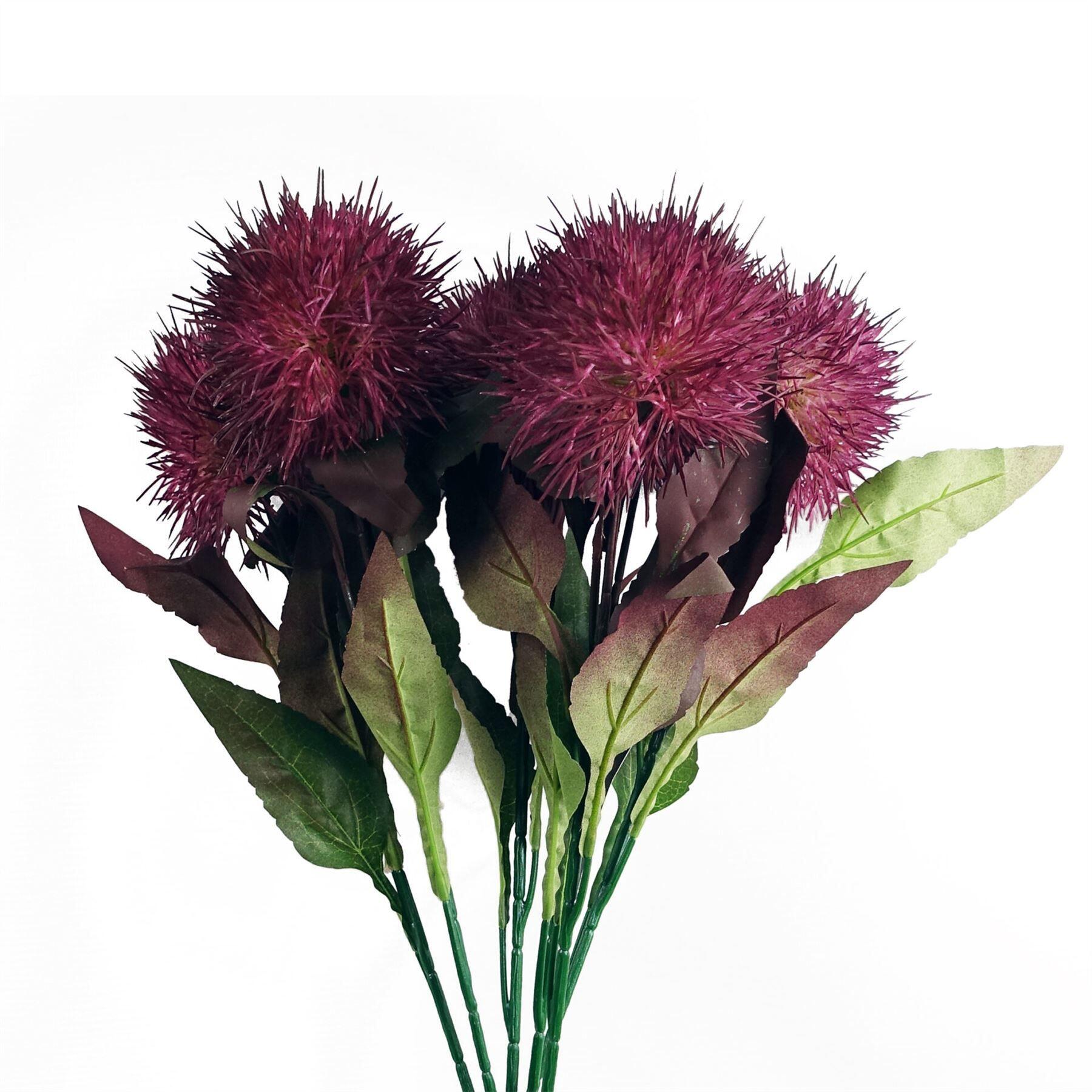 image of pack of 6 x 70cm globe thistle purple ball artificial flower stem