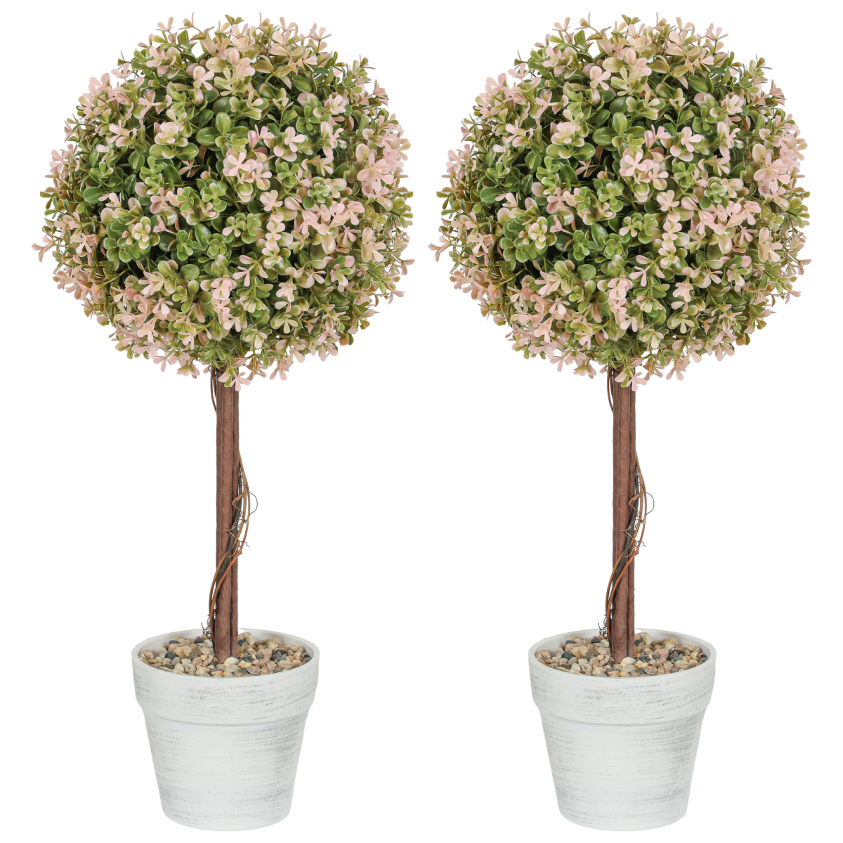 image of set of 2 decorative artificial plants, cream white