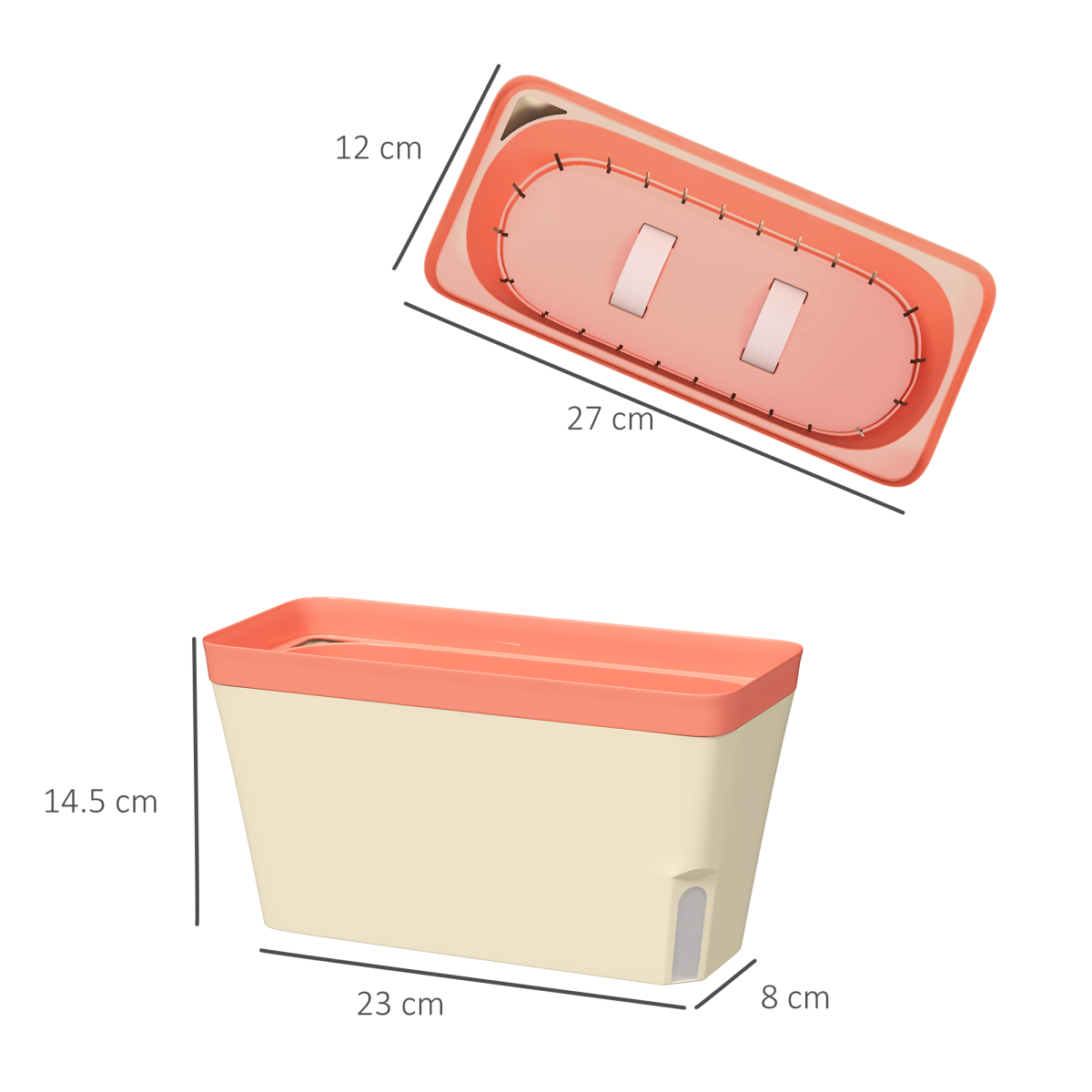product image showing outsunny 3 pcs self watering plant pots w/ visual water level window in use