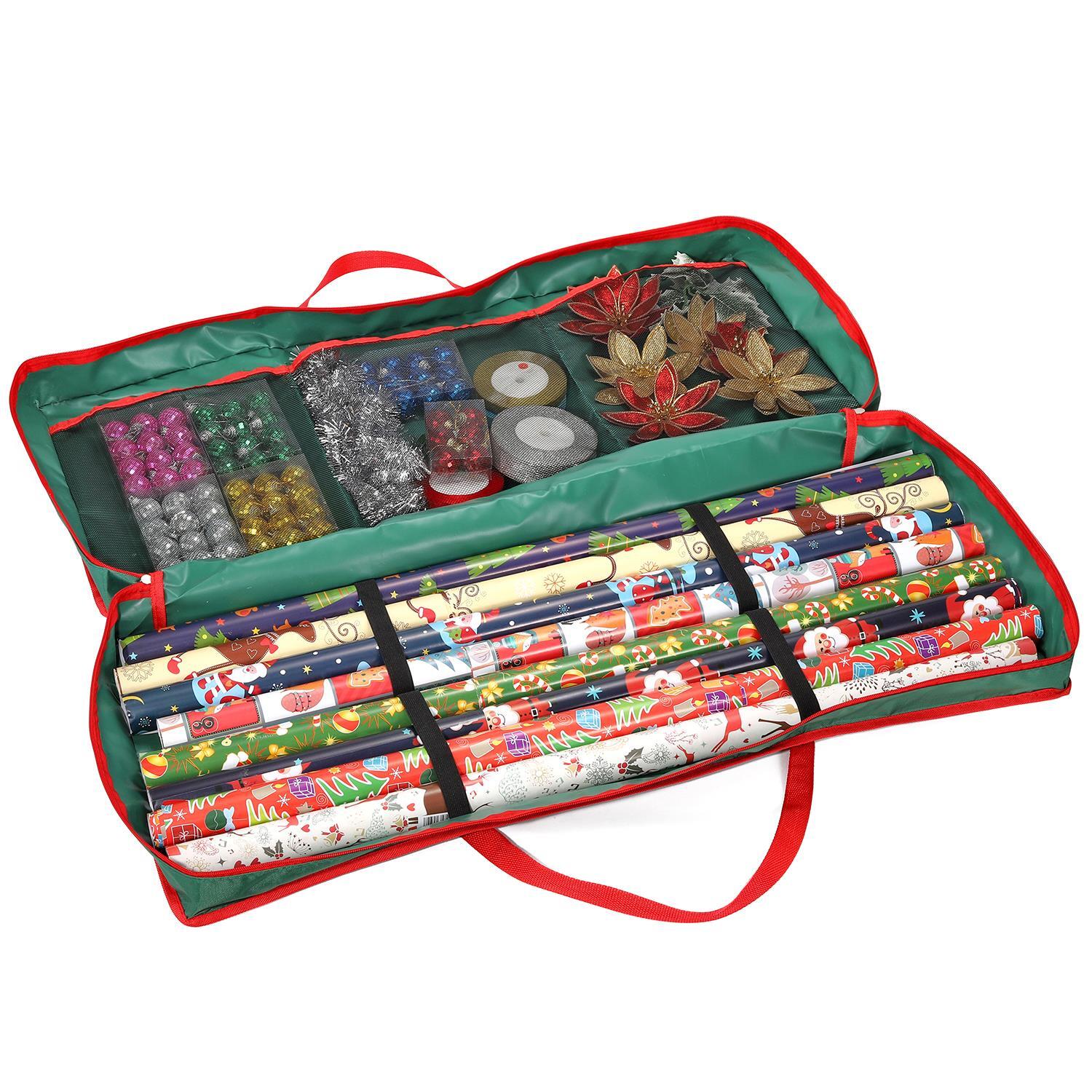 image showing christmas xmas decoration gift wrap fabric storage bag [green,0008941]