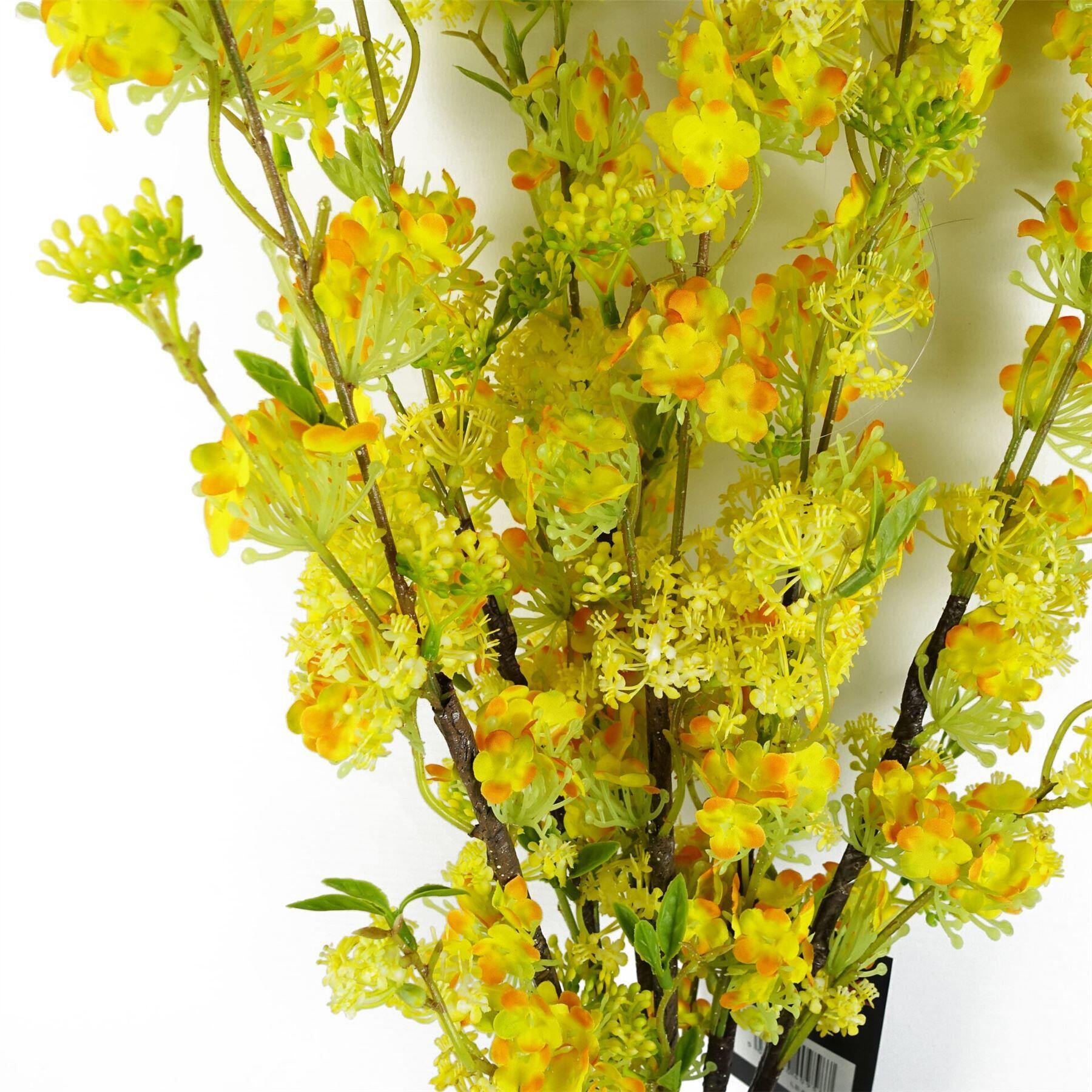 angled view of 100cm yellow blossom spray stem