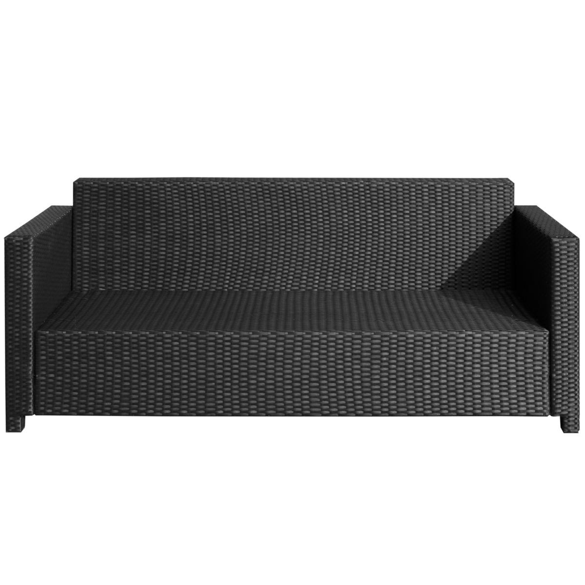 zoomed image of 3 seater rattan garden sofa black outdoor patio wicker weave furniture chair