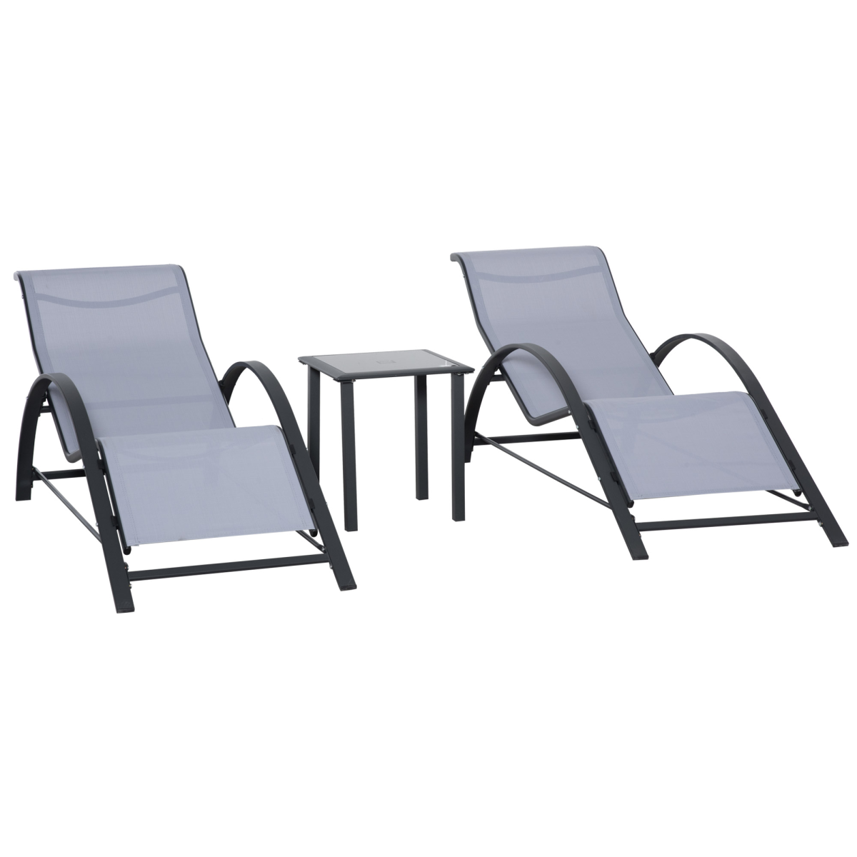 Garden Recliner Sunbathing Chair with Table